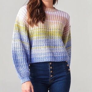 525 American Mixed Marl Pullover Sweater Size XL Ombre Rainbow Knit New